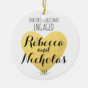 Ornement En Céramique Notre premier Noël engagé ou ornementent ensembl