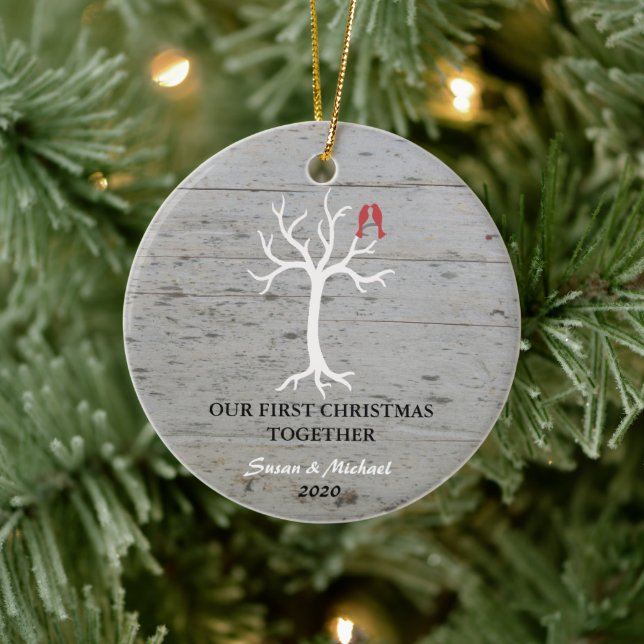 Ornement En Céramique Notre premier Noël ensemble inséparables arbre (Arbre)