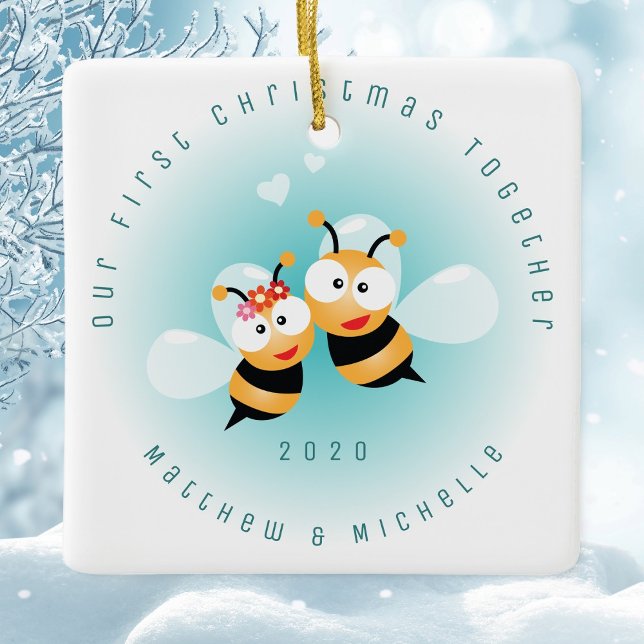 Ornement En Céramique Notre Premier Noël Ensemble Voulait Être Couple (Créateur téléchargé)