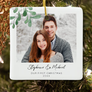 Ornement En Céramique Notre première photo de Noël