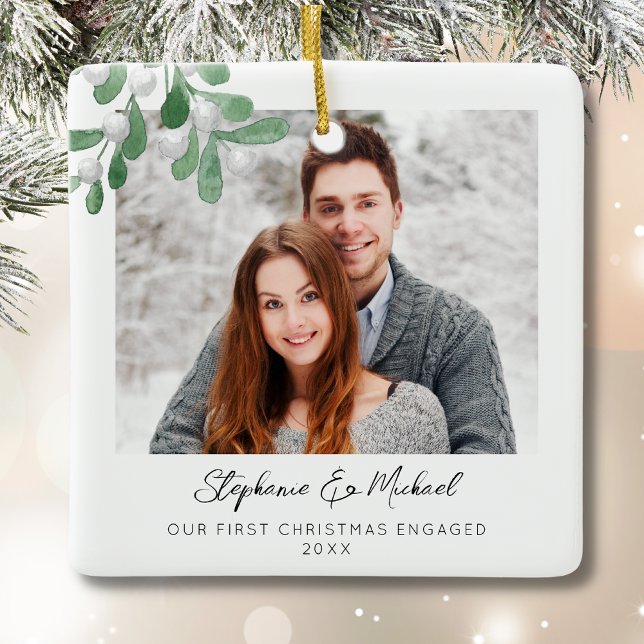 Ornement En Céramique Notre première photo de Noël engagée (Créateur téléchargé)