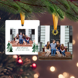 Ornement En Céramique Nouveau Accueil Premier Noël Arbres rustiques Phot