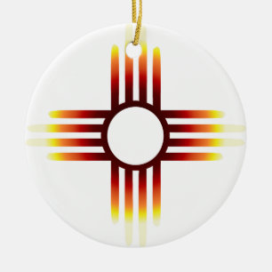Ornement En Céramique Nouveau-Mexique Zia Sun Fire
