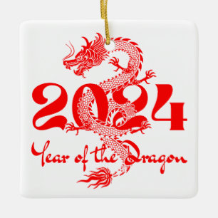 Ornement En Céramique Nouvel An chinois 2024 Année du Dragon