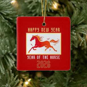 Ornement En Céramique Nouvelle année du cheval chinois moderne 2026