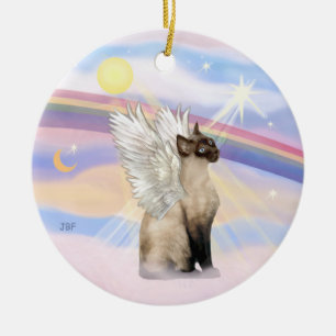 Ornement En Céramique Nuages - Ange Chat Siamois