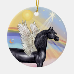 Ornement En Céramique Nuages - Arabian Horse (noir) Angel