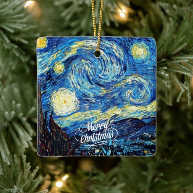 Ornement En Céramique Nuit Van Gogh-Starry, Joyeux Noël, (Arbre)
