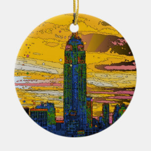 Ornement En Céramique NYC psychédélique : Empire State Building B4