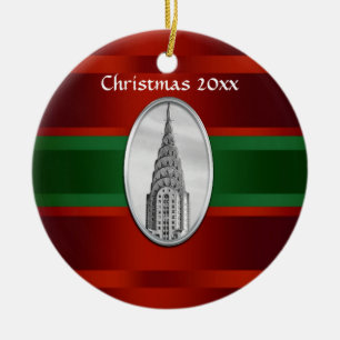 Ornement En Céramique NYC Skyline : Chrysler Building Xmas #3