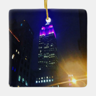 Ornement En Céramique NYC Skyscraper Purple Empire State Building Nuit