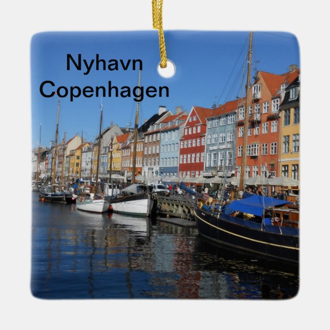 Ornement En Céramique Nyhavn Copenhagen Arbre de Noël (Devant)