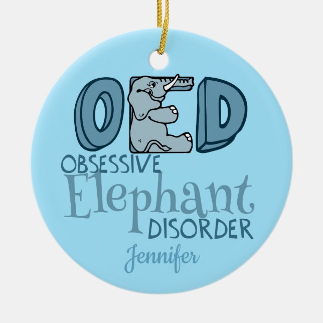 Ornement En Céramique Obsessionnel Elephant Trouble Cute Personnalisé Ba (Devant)