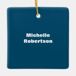 Ornement En Céramique Ocean Blue Plain Minimalist Ajouter son propre nom