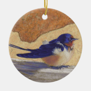 Ornement En Céramique Oiseau bleu, hirondelle de grange