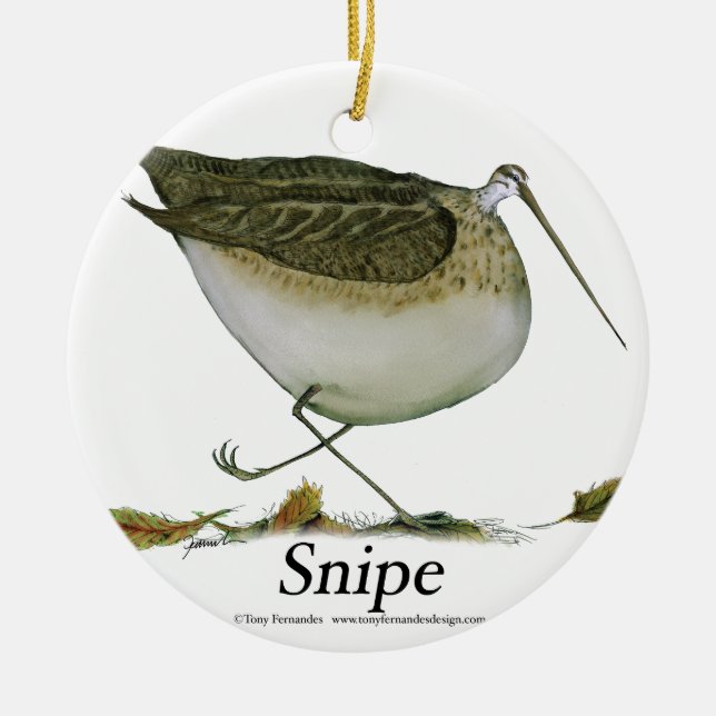 Ornement En Céramique Oiseau de Snipe, fernandes élégants (Devant)