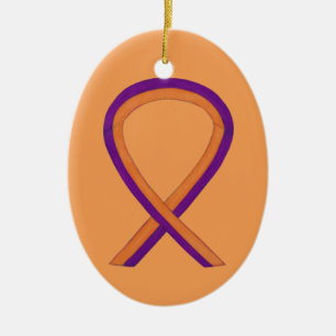 Ornement En Céramique Orange et orchidée Sensibilisation Ruban Art Ornem
