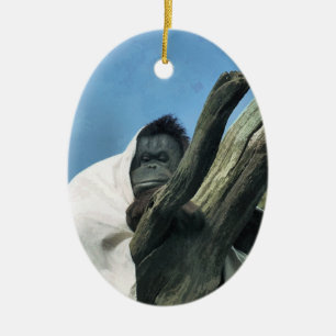 ORNEMENT EN CÉRAMIQUE ORANGUTANS