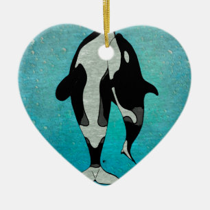 Ornement En Céramique Orca Blue