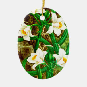 Ornement En Céramique Orchidée de vanille du Madagascar