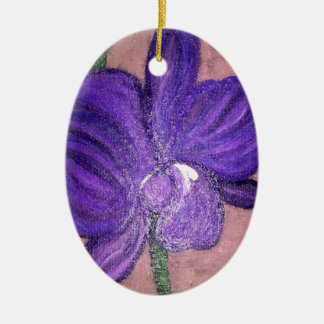 ORNEMENT EN CÉRAMIQUE ORCHIDÉE POURPRE
