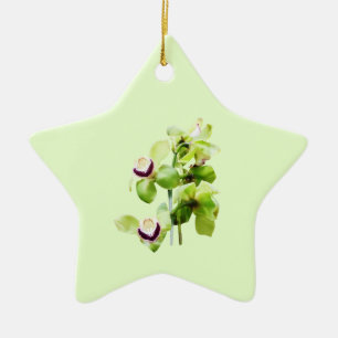 Ornement En Céramique Orchidées Cymbidium Vert