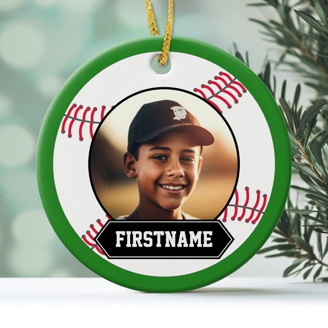 Ornement En Céramique Organisation photo de baseball pour la jeunesse (Personalized Photo Ornament)