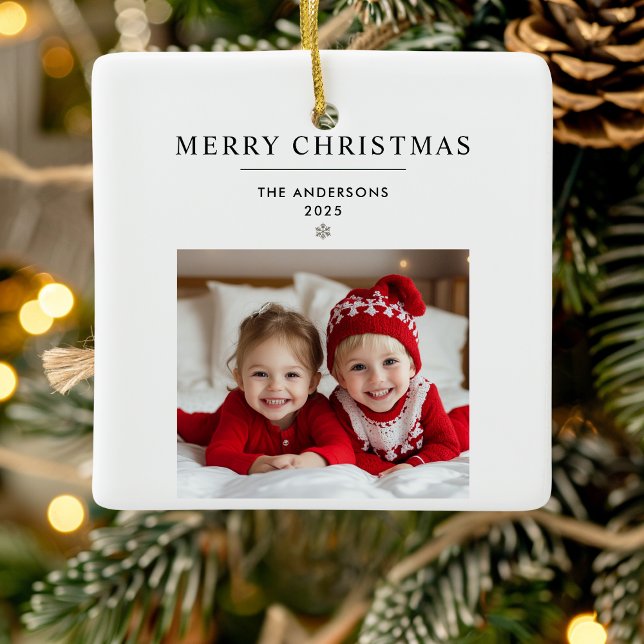 Ornement En Céramique "Ornement de Noël Joyeux personnalisé avec photo (Créateur téléchargé)