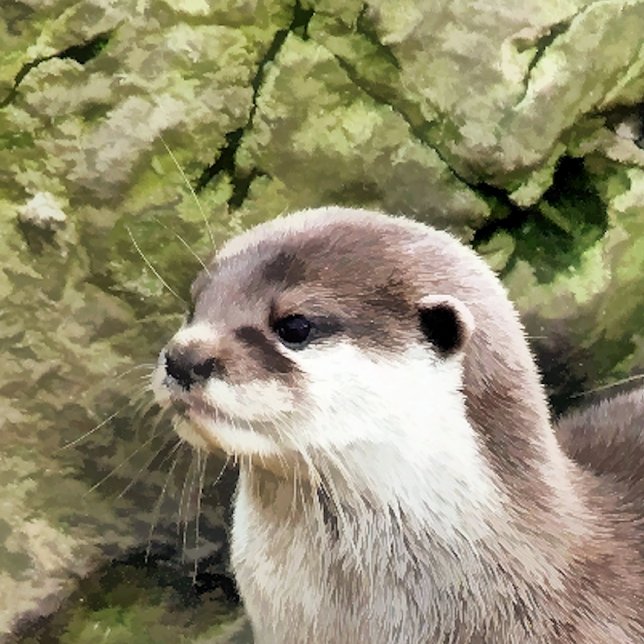 ORNEMENT EN CÉRAMIQUE OTTERS (A watercolor design of a very cute little otter.)