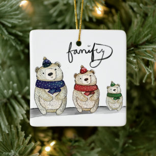 Ornement En Céramique Ours de famille