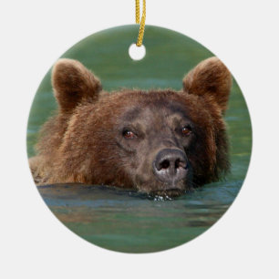 Ornement En Céramique ours gris nageant