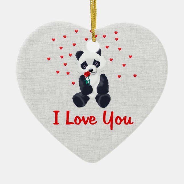 Ornement En Céramique Ours panda Valentine (Devant)