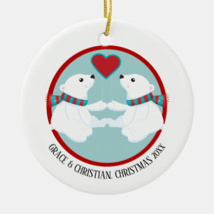 Ornement En Céramique Ours polaire de Noël personnalisé