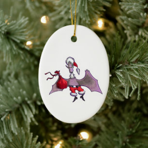 ornement en céramique ovale Santa Bat