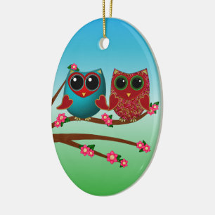 Ornement En Céramique Owl vous aime Ornament Oval