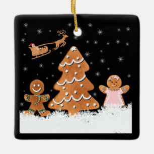 Ornement En Céramique Pain d'épice la veille de Noël