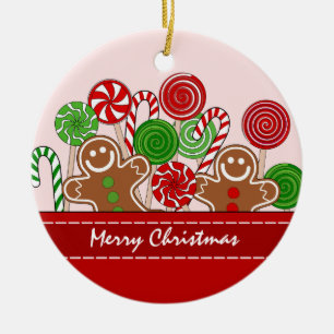 Ornement En Céramique Pains d'épices de Noël rouge mignon