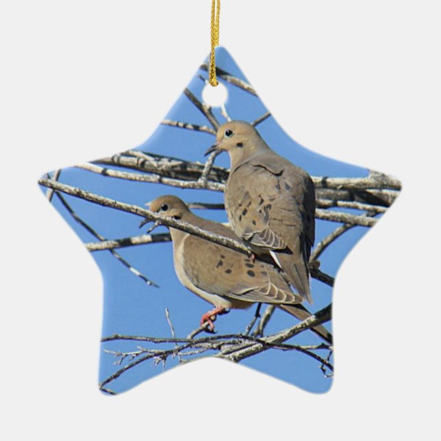Ornement En Céramique Paires de deuil d'oiseau de colombe (Devant)