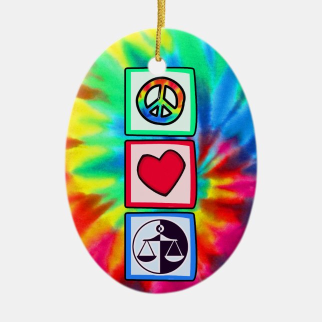 Ornement En Céramique Paix, amour, justice (Devant)