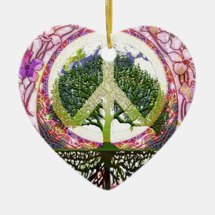 Ornement En Céramique Paix et symbole de fleurs