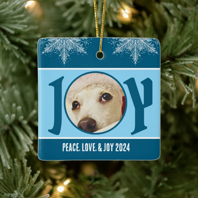 Ornement En Céramique Paix personnalisée Amour et joie 2024 Flocon de ne (Arbre)