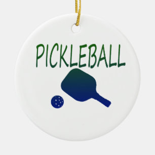 Ornement En Céramique palette du pickleball W et bleu de boule à verdir