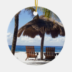 Ornement En Céramique Palmiers et plage du Mexique de chaises