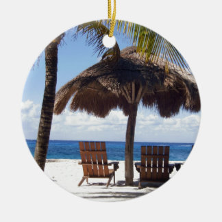 Ornement En Céramique Palmiers et plage du Mexique de chaises