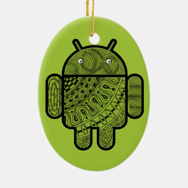 Ornement En Céramique Pancho Doodle Character pour robot Android™ (Dos)