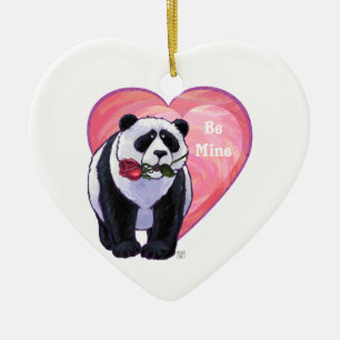 Ornement En Céramique Panda Bear à la Saint-Valentin