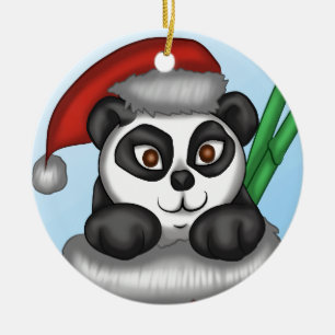 Ornement En Céramique Panda de Noël