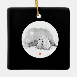 Ornement En Céramique Panda Mignon et Amateur d'Animaux Ours Polaire