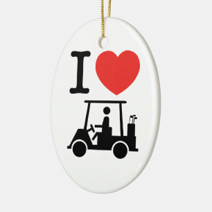 Ornement En Céramique Panier de golf I Heart (Love)