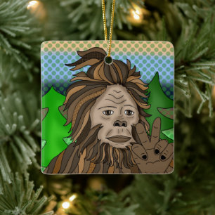 Ornement En Céramique Panneau de Paix Noël Sasquatch Bigfoot